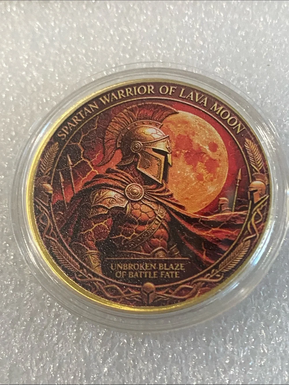 Warrior Knight Collectible Coin - Orange Red Moon Design